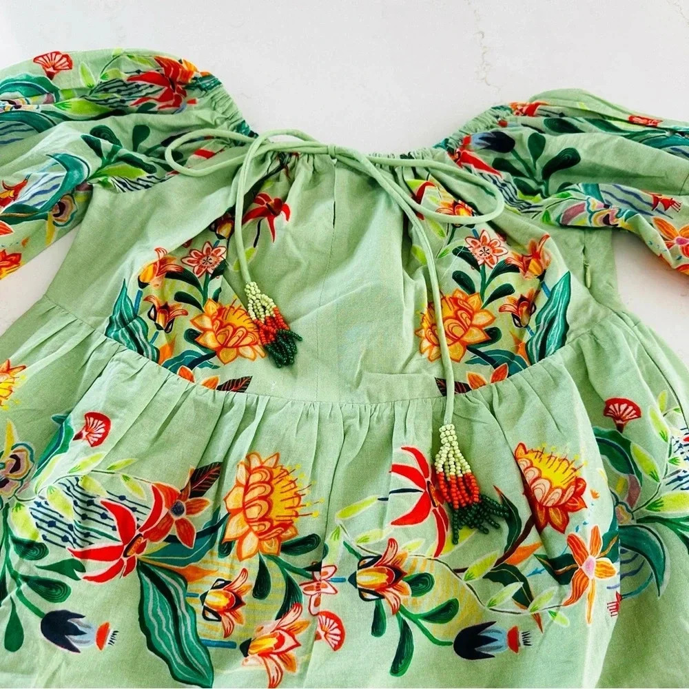Farm Rio x Anthropologie Off-The-Shoulder Tiered Floral Midi Dress | NEW | XXS - Picture 9 of 11